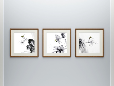  新中式挂画3d模型 