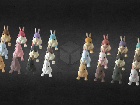  多边形艺术与手绘兔3d模型 