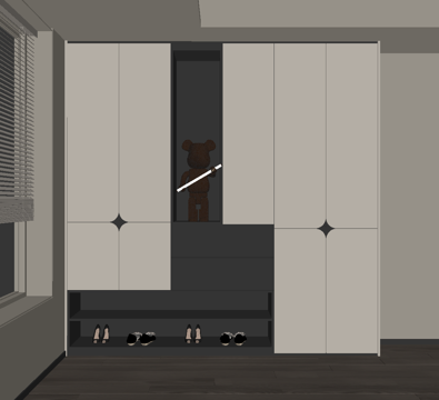  现代意式鞋柜 入户鞋柜su模型 