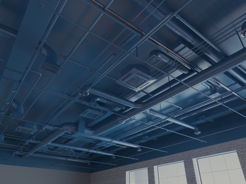  现代管道天花3d模型 