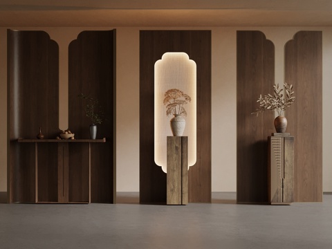  新中式玄关 屏风3d模型 