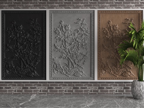  现代浮雕墙3d模型 