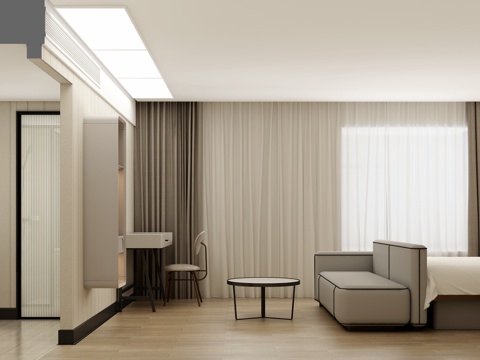  现代酒店客房大床房商务房公寓宿舍汉庭3d模型 