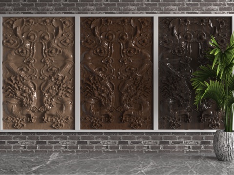  现代浮雕墙3d模型 