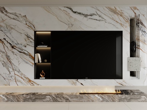  现代电视背景墙3d模型 