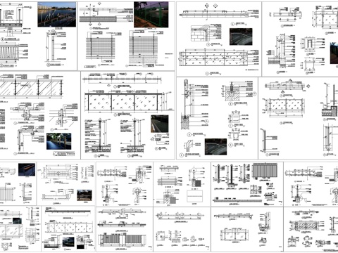 铁艺围墙护栏庭院围墙玻璃栏杆景观栏杆栈道栏杆素材CAD图库cad施工图