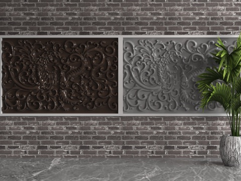  现代浮雕墙3d模型 