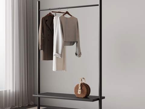  现代落地衣架 衣服架3d模型 