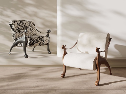 法式中古休闲椅 单椅su模型