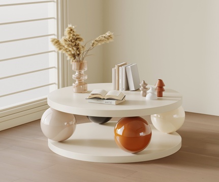 现代极简茶几 彩色圆形茶几免费3d模型