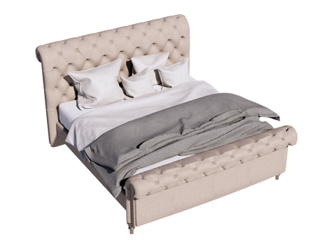 欧式床 双人床su模型