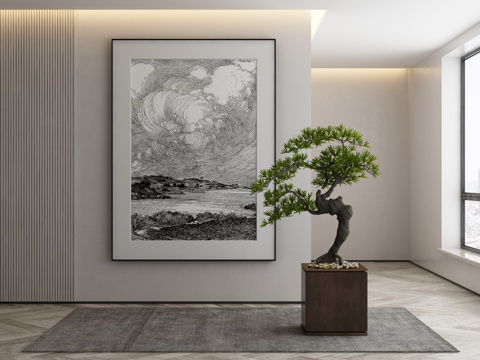  侘寂挂画 油画3d模型 