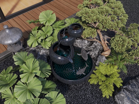  现代庭院景观3d模型 