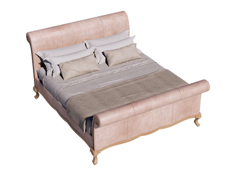 复古欧式床 双人床su模型