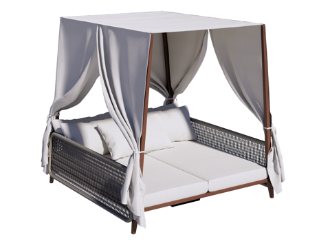 床 双人床 帷幔床 户外床 沙发床su模型