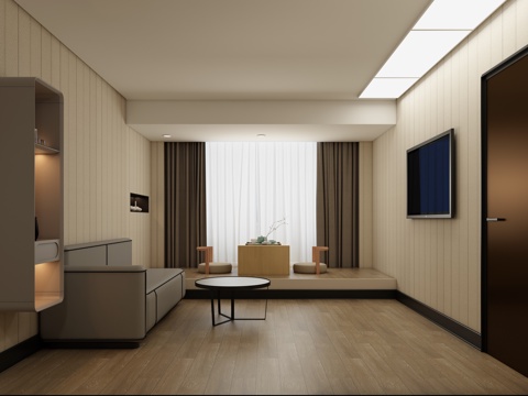  现代酒店客房套房大床房家庭房公寓宿舍汉庭3d模型 