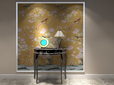  美式简约玄关3d模型 