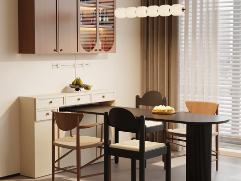 中古餐桌椅 餐边柜 酒柜su模型