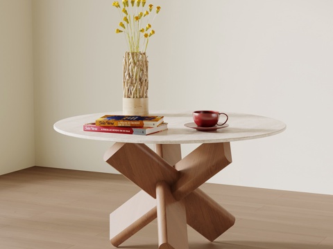 侘寂中古边几 大理石边几 角几圆几su模型