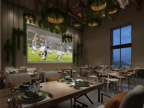  工业风时尚餐厅3d模型 