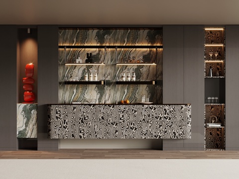 现代意式酒柜 餐边柜su模型