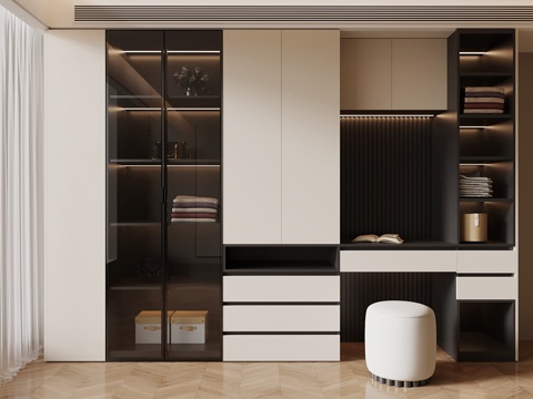  现代衣柜 书桌3d模型 