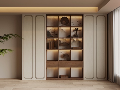 新中式书柜su模型