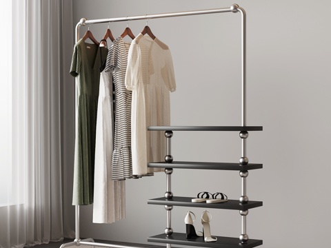 现代落地衣架 衣服架su模型