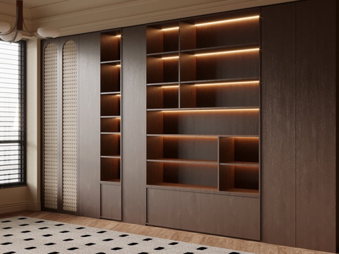  中古风书柜3d模型 