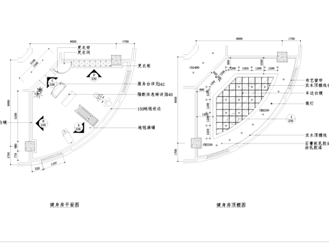 健身房室内装饰CAD施工图集cad施工图cad施工图