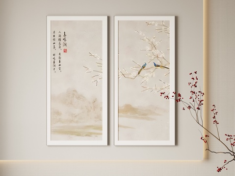  新中式挂画3d模型 