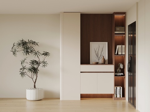 现代中古风玄关柜su模型