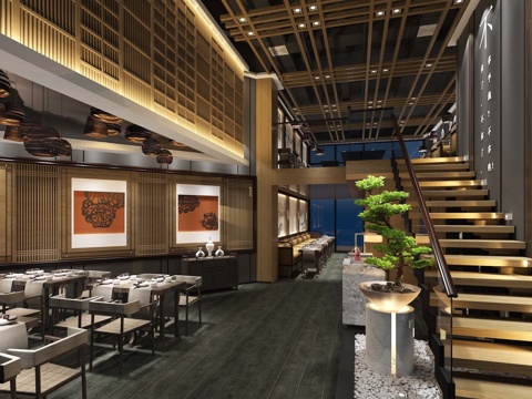  中式中餐厅模型3d模型 