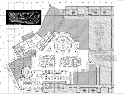 美食广场小吃城室内工装平面系统图CAD施工图cad施工图