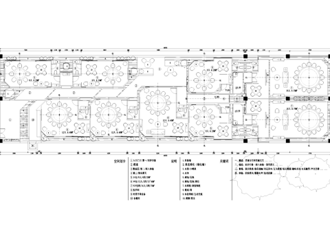餐厅饭店包间包厢室内工装平面图cad施工图