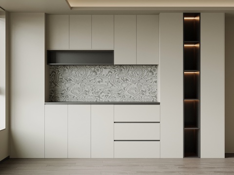  现代备餐柜3d模型 