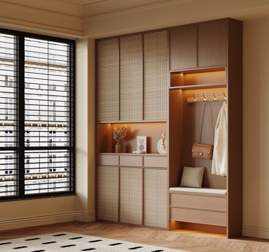 中古风鞋柜 入户鞋柜su模型