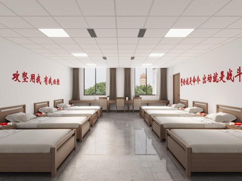  消防员备勤室宿舍3d模型 