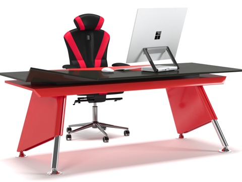  电竞桌子椅子电脑组合3d模型 