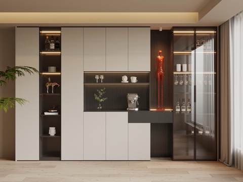 现代简约酒柜 餐边柜su模型