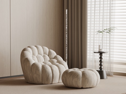 现代躺椅 布艺沙发椅su模型