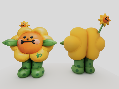  风格向日葵娃娃装饰3d模型 