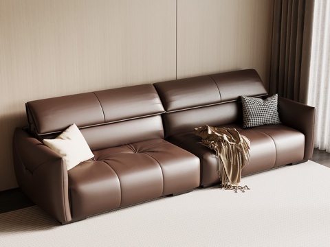 现代意式沙发 皮质沙发su模型