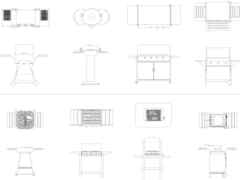 室外烧烤架烧烤炉烧烤台CAD图块图库cad施工图