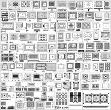 天花吊顶平面剖面节点详图CAD素材图库cad施工图cad施工图