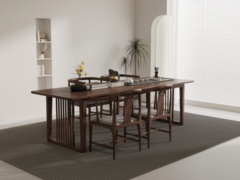  新中式茶桌椅 茶台3d模型 