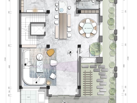 600平别墅平面CAD彩平+psdcad施工图