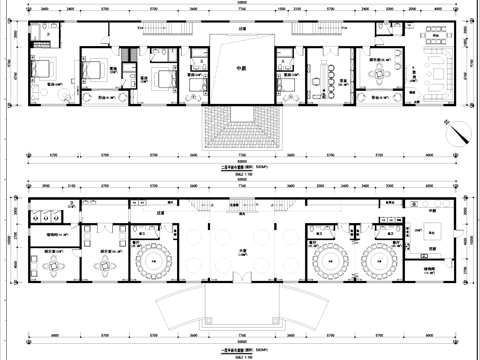 二层会所室内工装平面图CAD施工图cad施工图