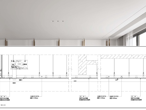 吊顶节点  石膏板吊顶 无主灯吊顶 客厅卧室吊顶cad施工图