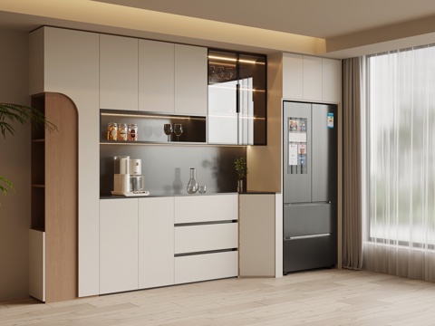 现代简约酒柜 餐边柜su模型